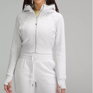 Scuba Full-Zip Cropped Hoodie size 8 Heather Grey.